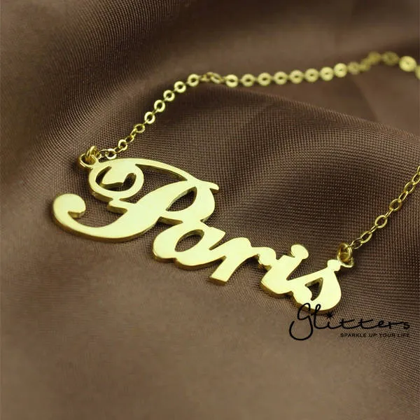 Personalised 24K Gold Plated Sterling Silver Name Necklace-Script 6