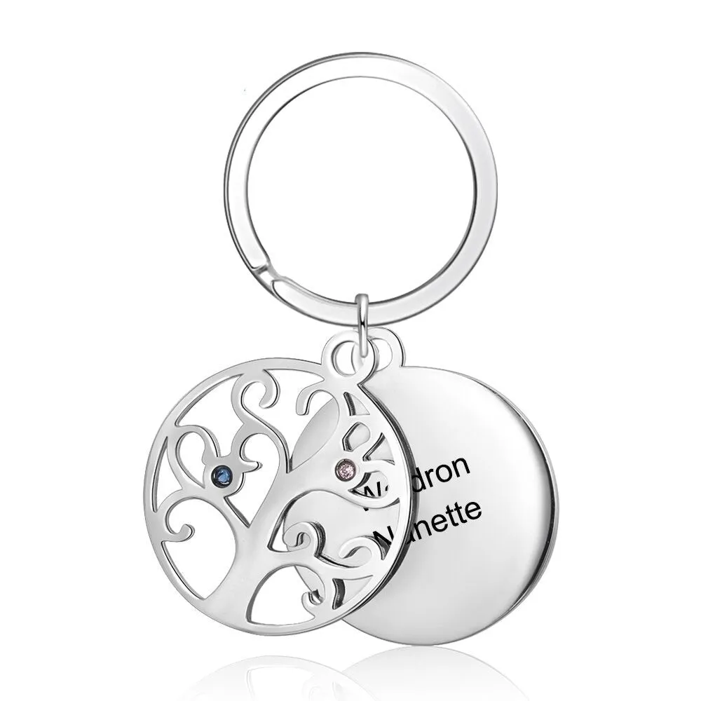 Personalized Tree of Life Keychains With 2 Names