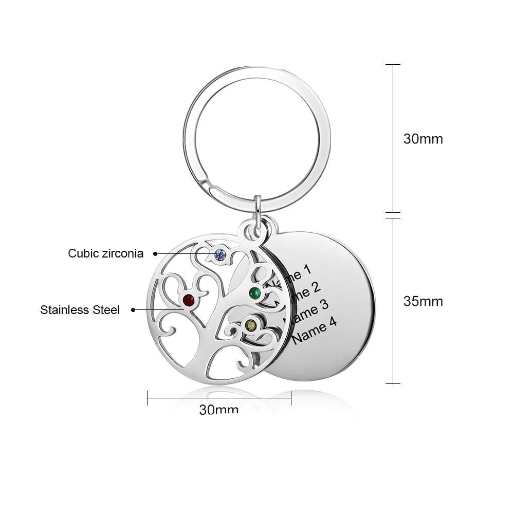 Personalized Tree of Life Keychains With 2 Names