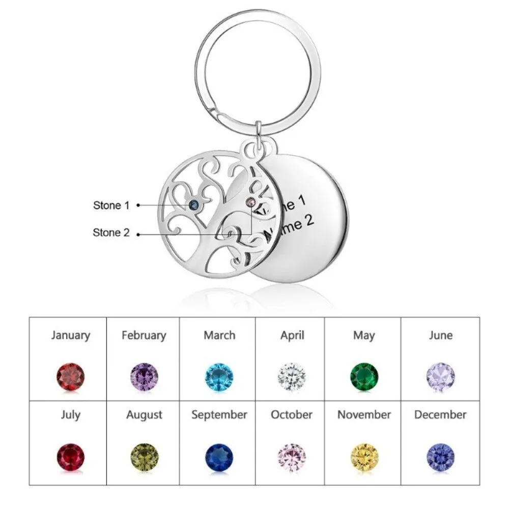 Personalized Tree of Life Keychains With 2 Names