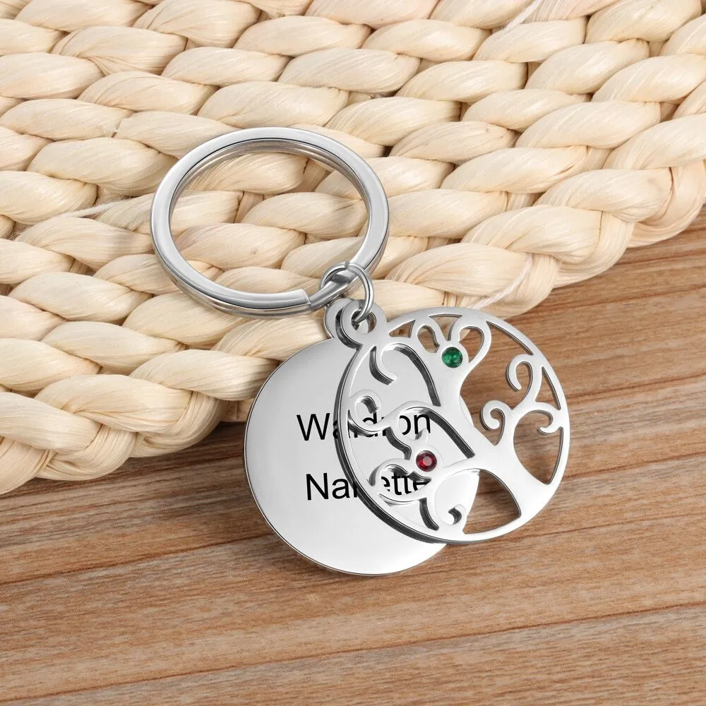 Personalized Tree of Life Keychains With 2 Names