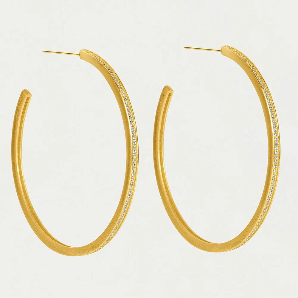 Petit Pavé Large Thin Hoops