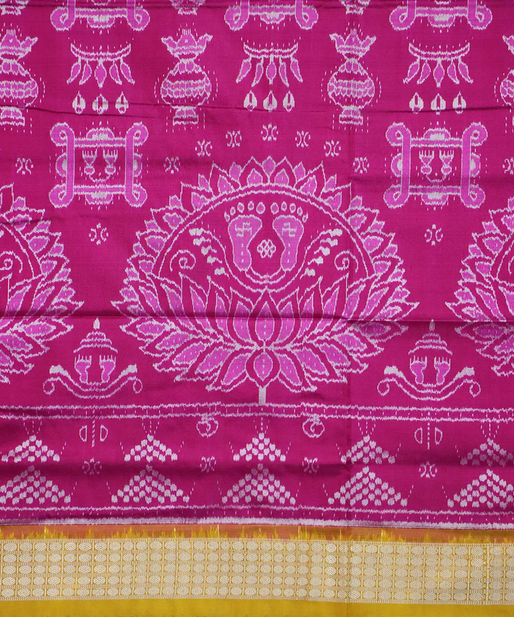 Pink mustard yellow silk handloom sambalpuri saree