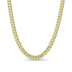 Plain Yellow Gold Prong Cuban Link Chain - 10mm