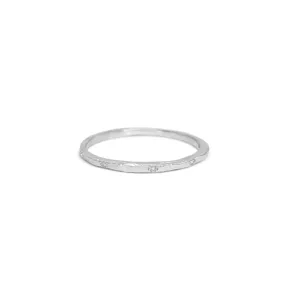 Platinum Carved Skinny Band with Diamonds