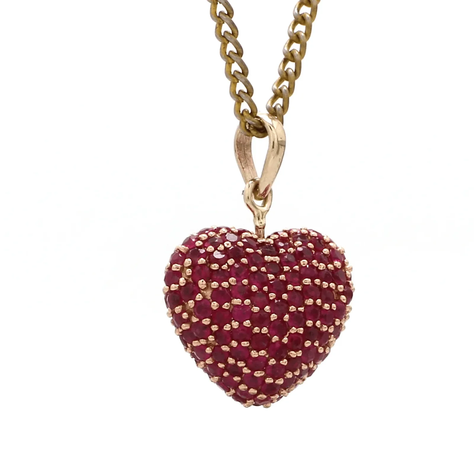 Puffy Pave Ruby Heart Charm