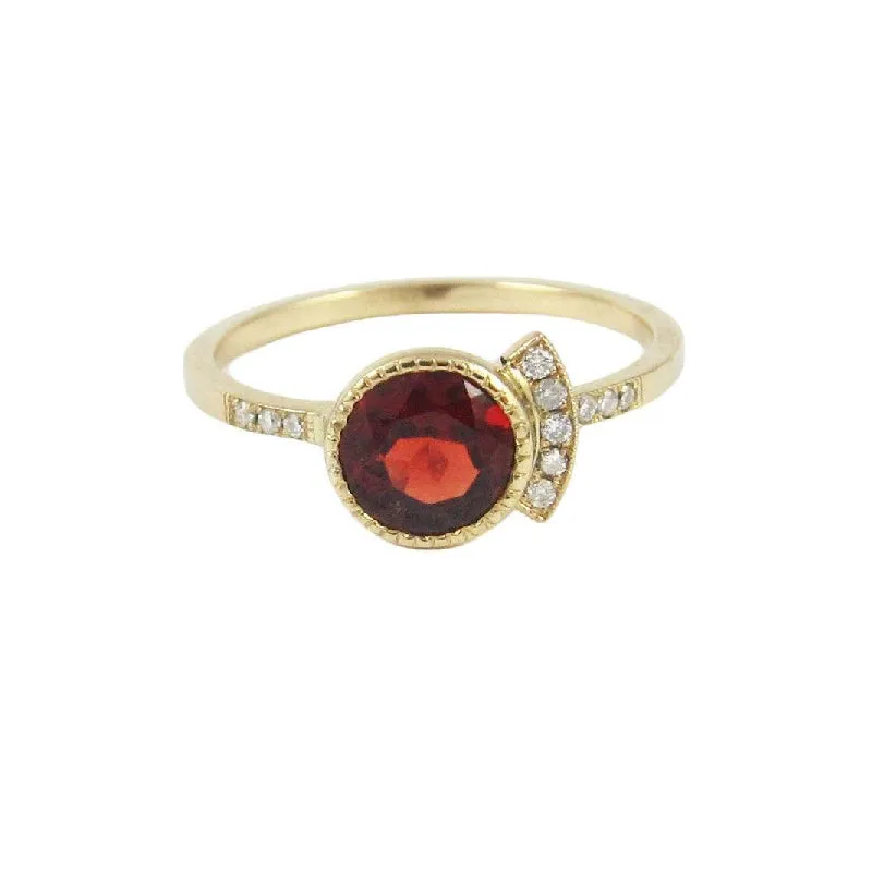 Round Garnet Deco Ring