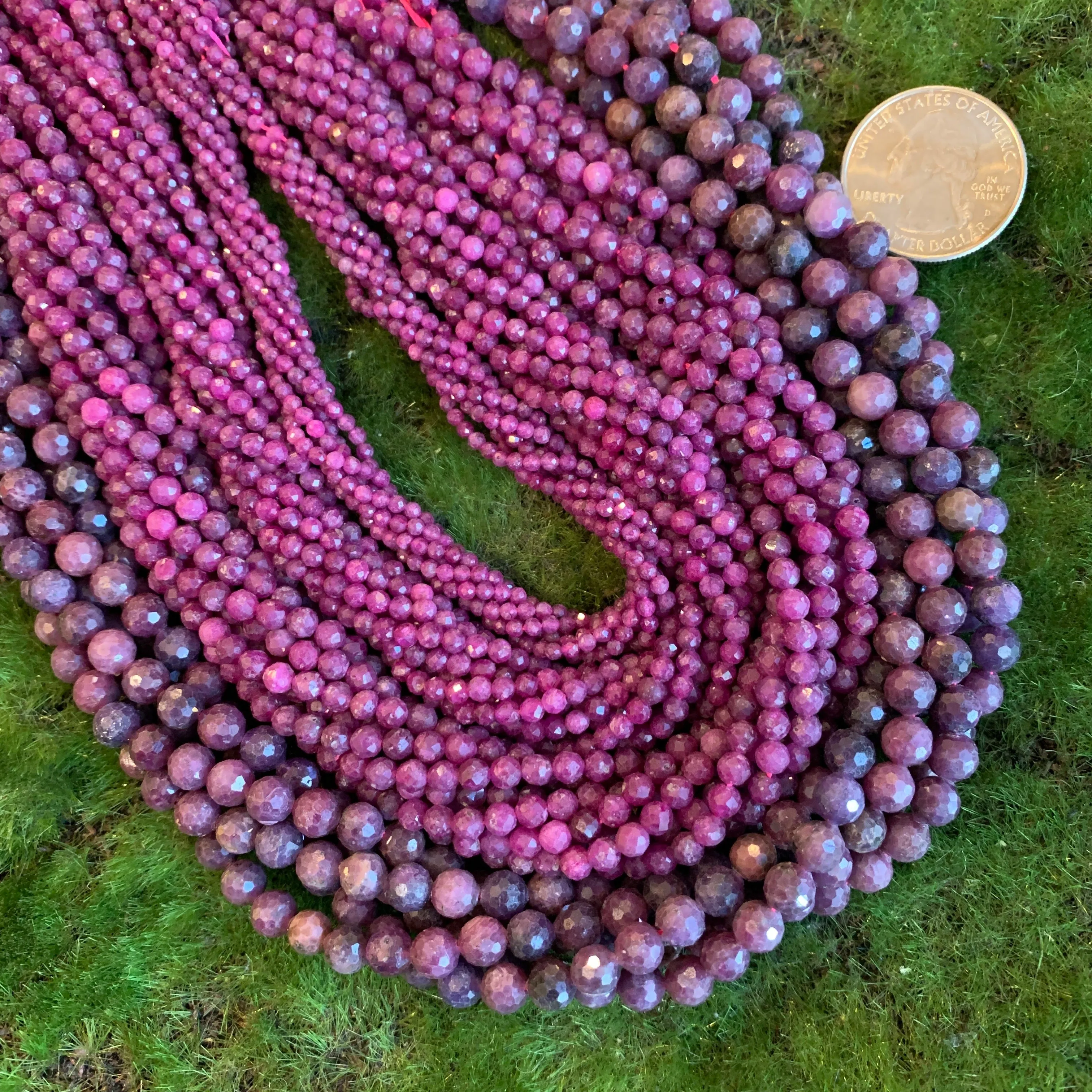 Ruby Strands - Faceted Rounds