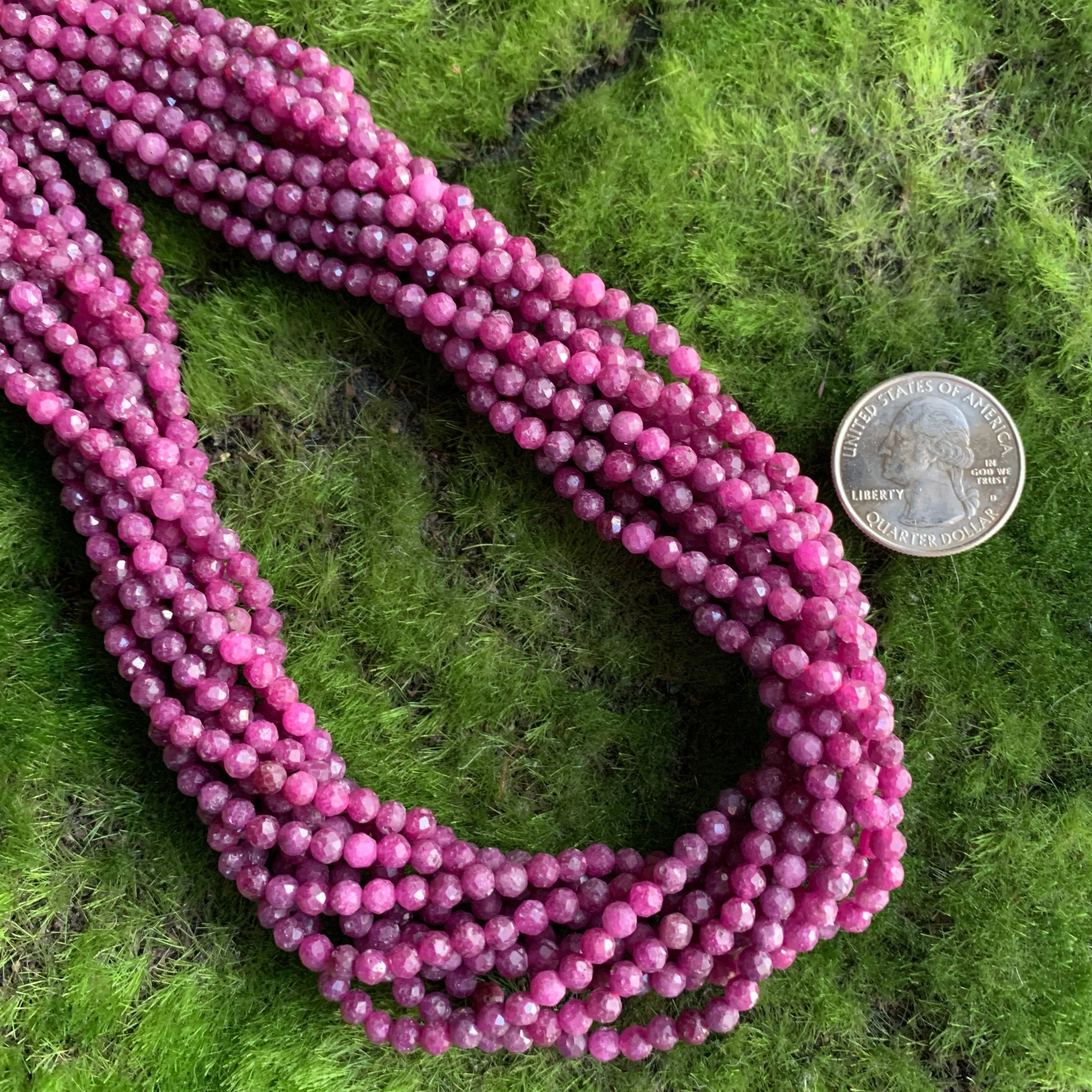 Ruby Strands - Faceted Rounds