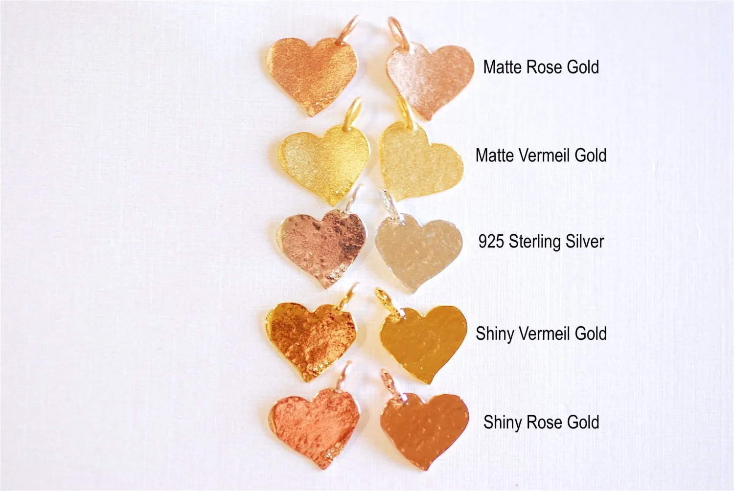 Shiny Vermeil Wholesale Gold Hammered Heart Charm- 18k gold plated Sterling Silver Heart Charm Pendant, Gold Flat Heart, Stamping Heart, Curvy, 277