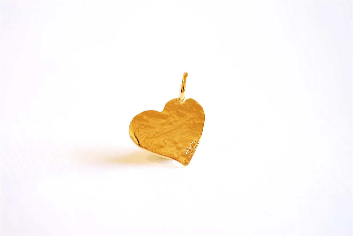 Shiny Vermeil Wholesale Gold Hammered Heart Charm- 18k gold plated Sterling Silver Heart Charm Pendant, Gold Flat Heart, Stamping Heart, Curvy, 277