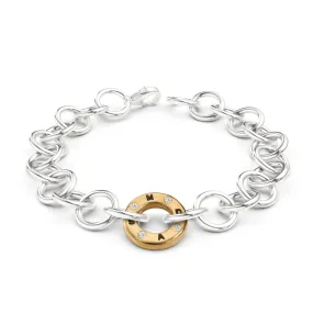 Silver & Gold Handmade Circle Chain Initial Bracelet