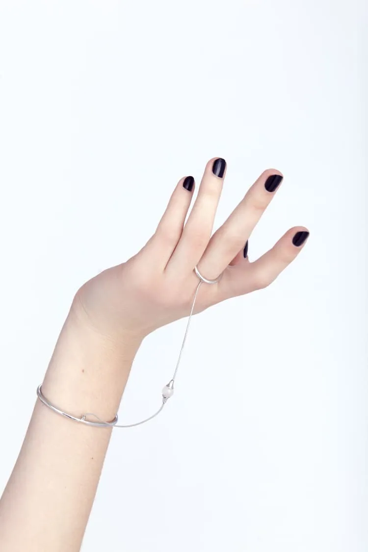 Silver hand bracelet chain