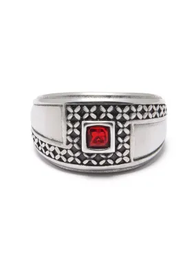 Silver Ring with Red Stone