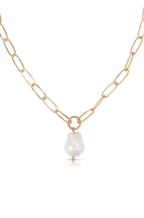 Single Pearl Open Links Chain Necklace