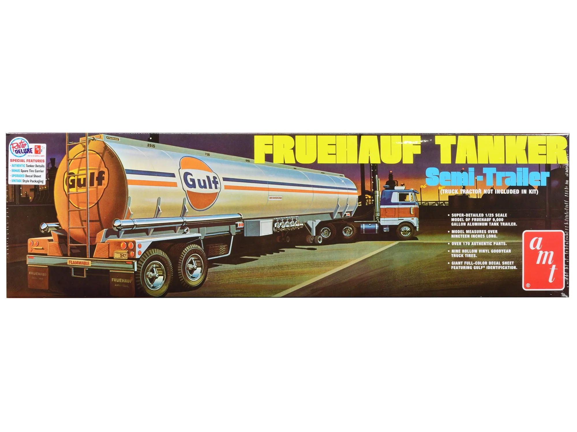 Skill 3 Model Kit Fruehauf Tanker Trailer Gulf Oil 1/25 Scale Model by AMT