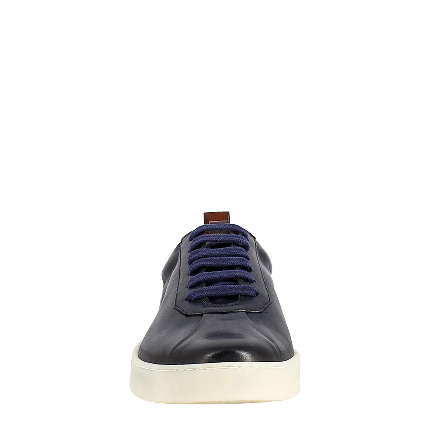 Sneaker blu elegante da uomo in pelle liscia