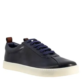 Sneaker blu elegante da uomo in pelle liscia