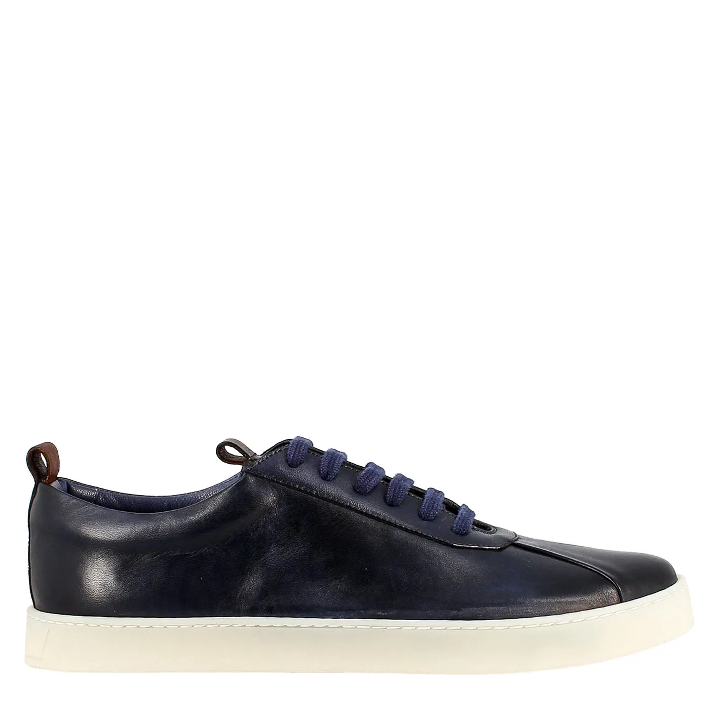 Sneaker blu elegante da uomo in pelle liscia