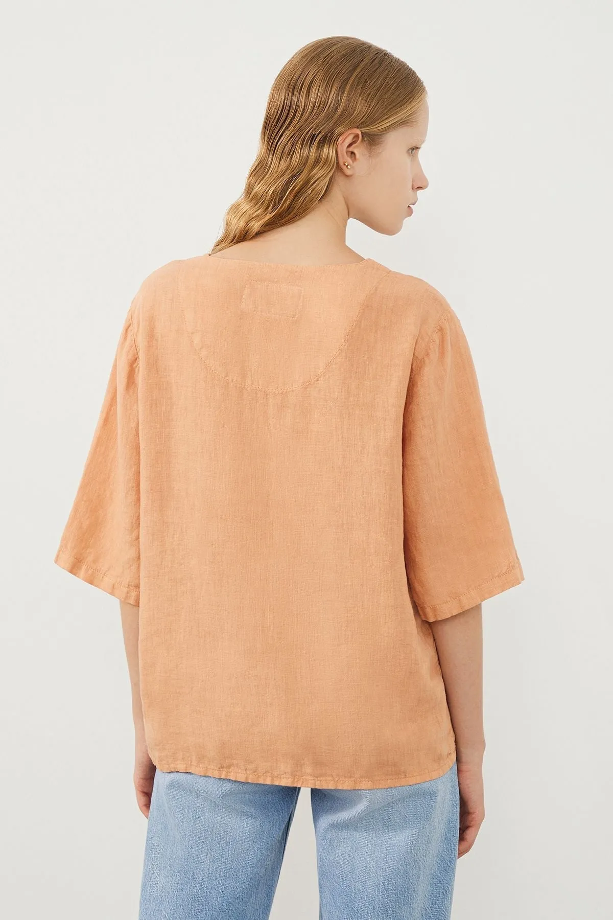 Sora Oversize Fit Orange Women’s Linen Shirt