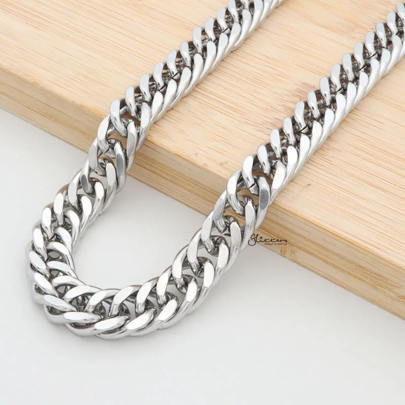 Stainless Steel Curb Link Chain Necklaces - 12mm width