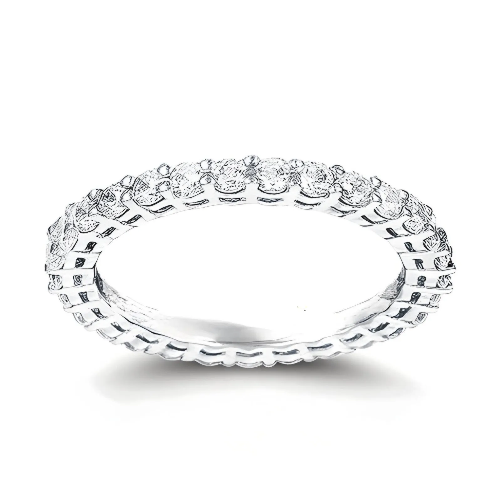 Sterling Silver Airline Eternity Band CZ Ring