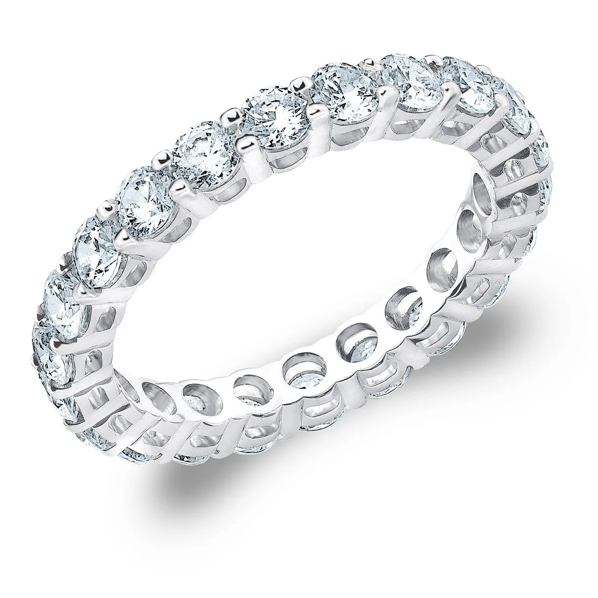 Sterling Silver Airline Eternity Band CZ Ring