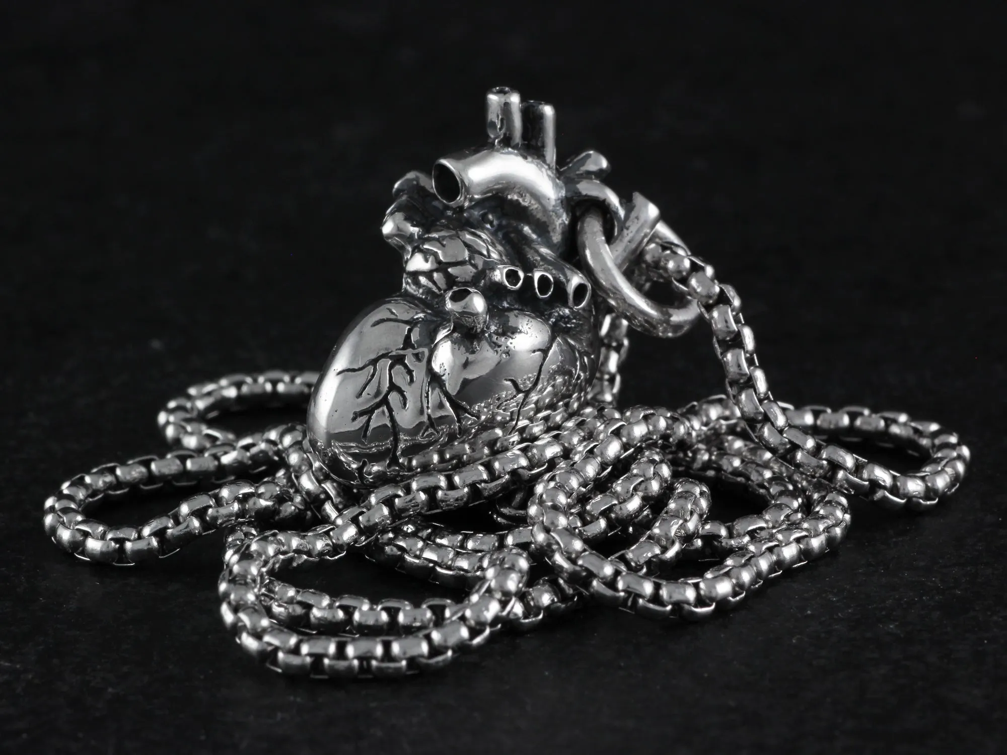 Sterling Silver Anatomical Heart Necklace