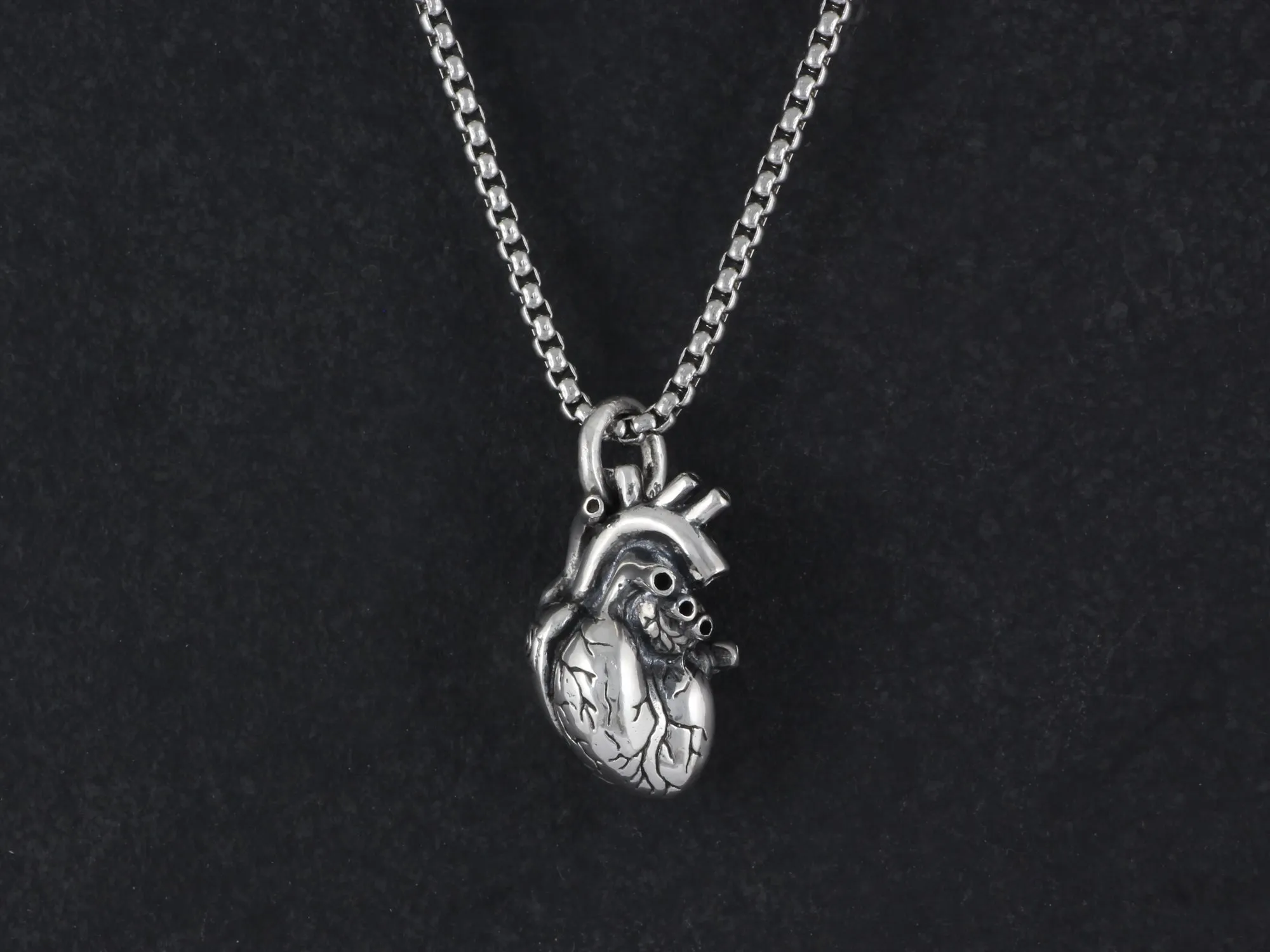 Sterling Silver Anatomical Heart Necklace