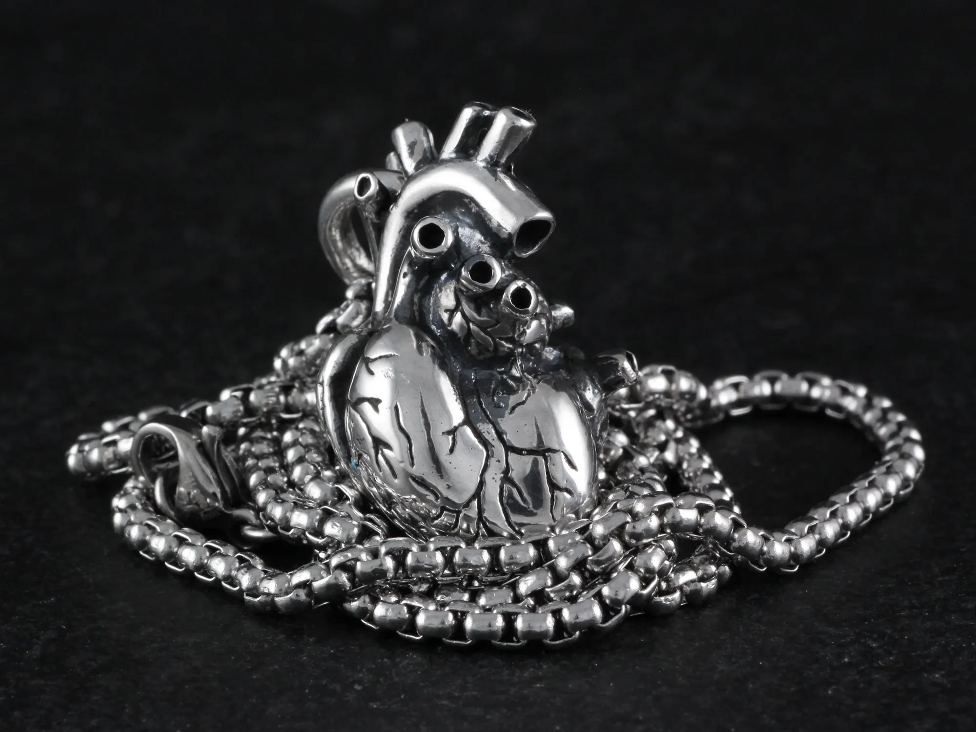 Sterling Silver Anatomical Heart Necklace