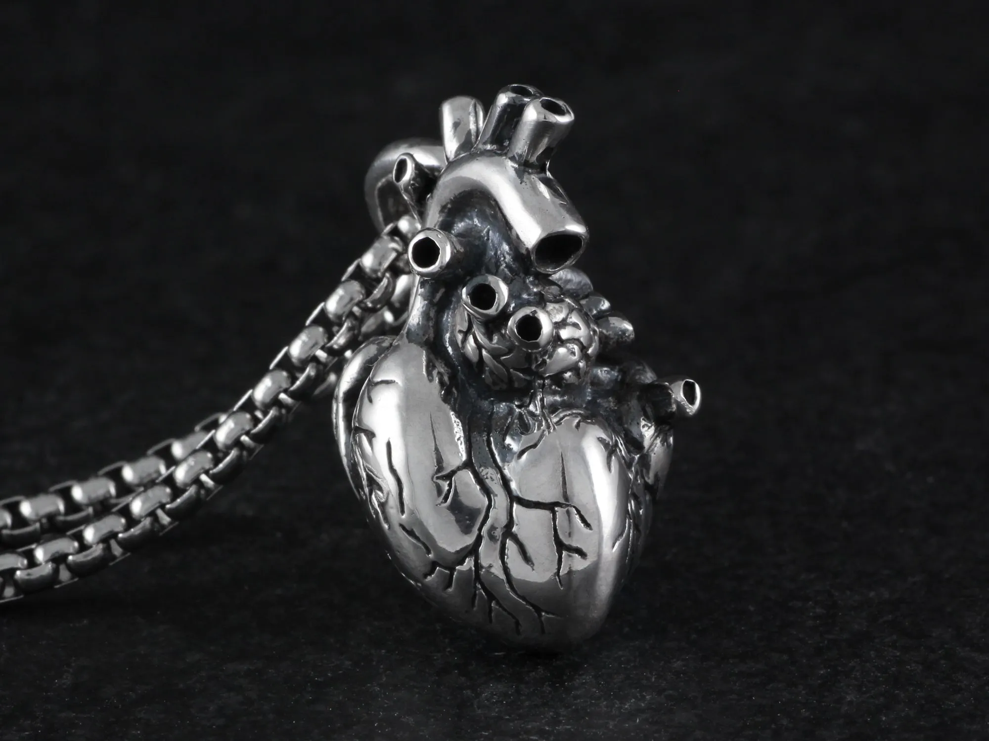 Sterling Silver Anatomical Heart Necklace