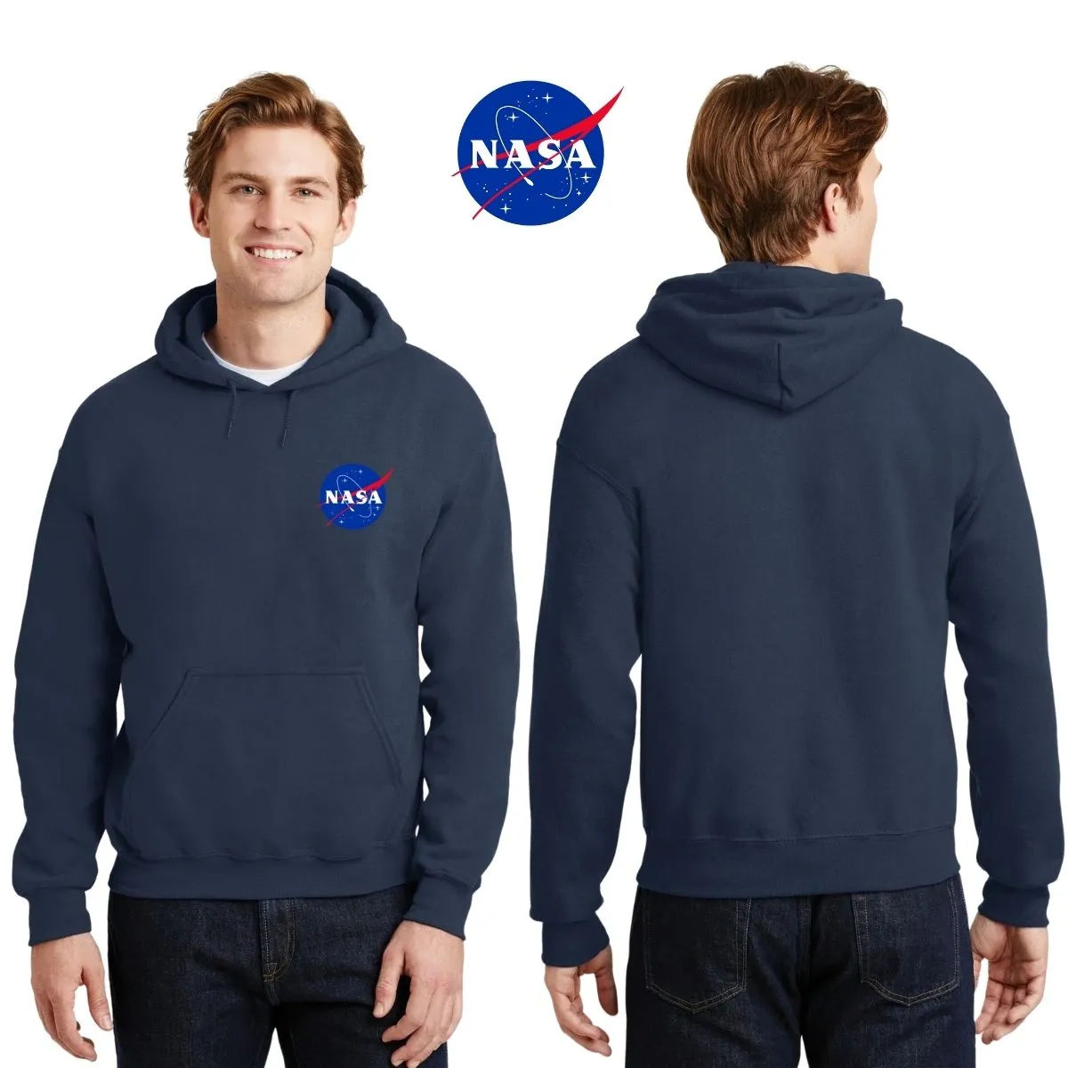 Sudadera Hombre Hoodie Nasa Logo Espacial Escudo