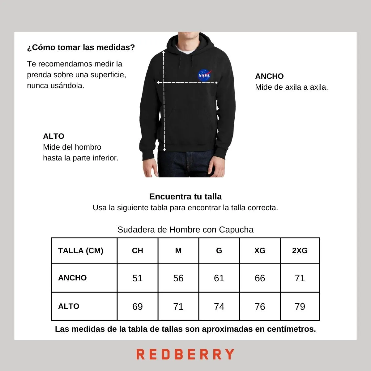 Sudadera Hombre Hoodie Nasa Logo Espacial Escudo