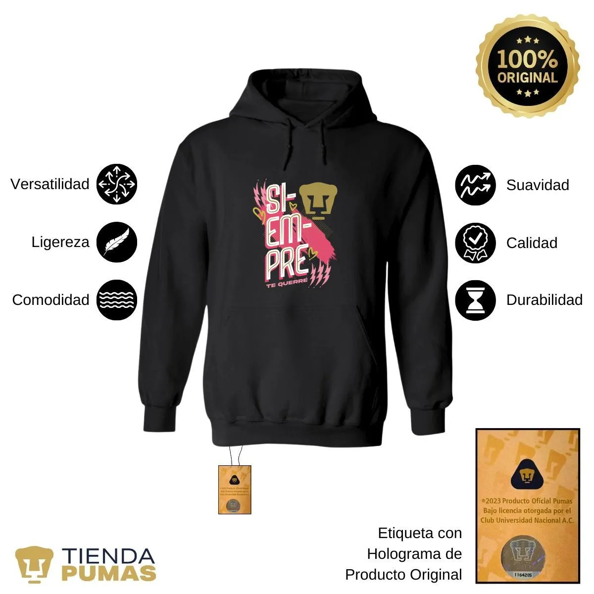 Sudadera para Mujer Hoodie Pumas UNAM Siempre te querré