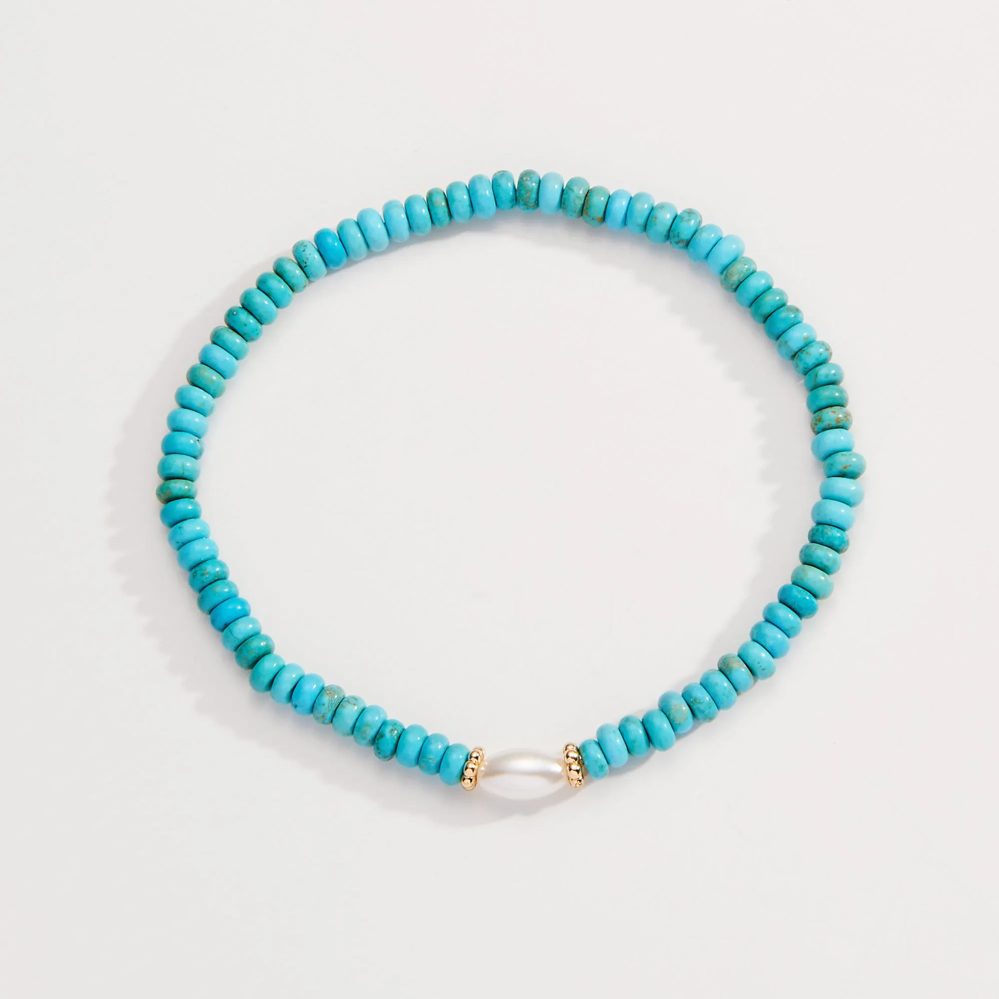 Turquoise and Pearl Stretch Bracelet