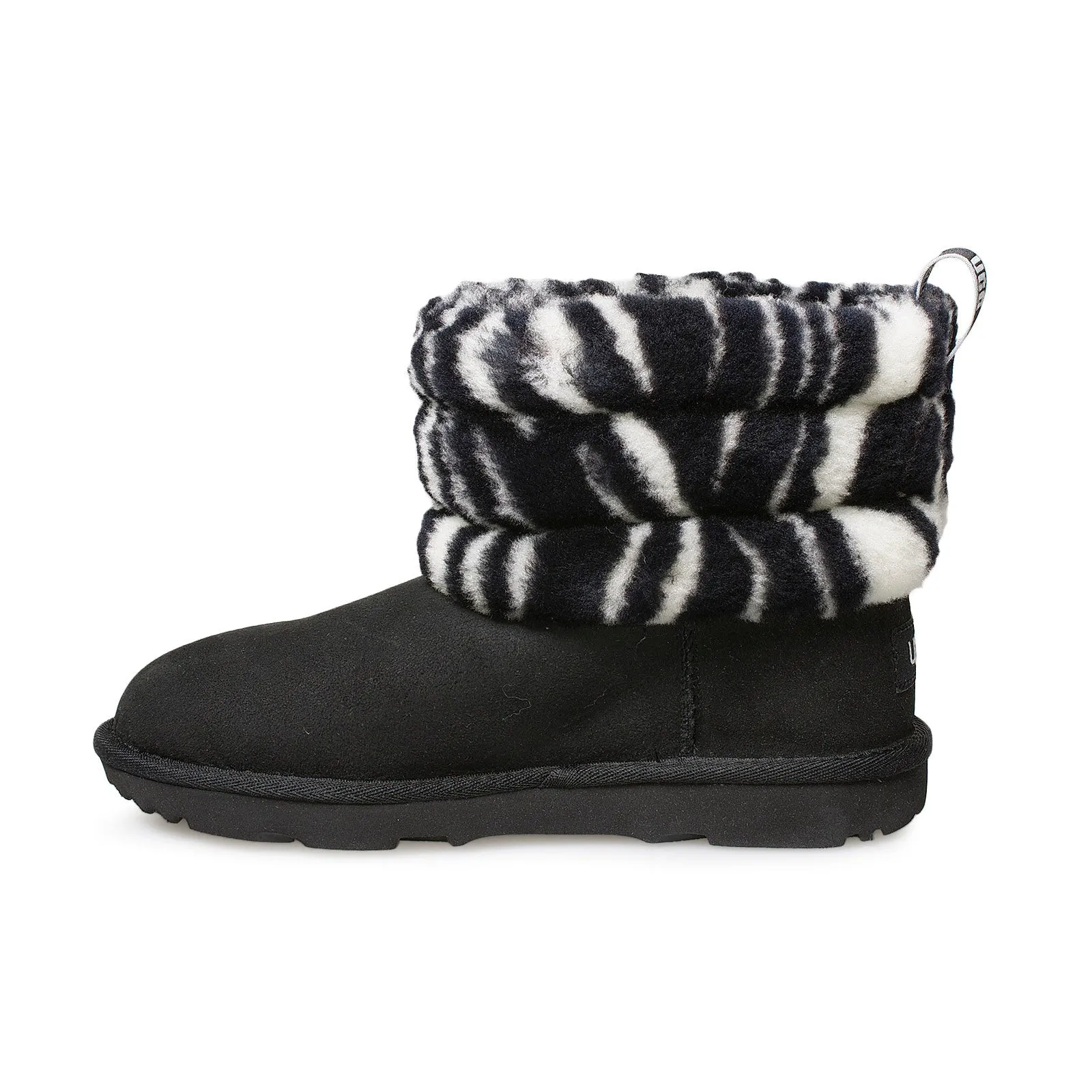 UGG Fluff Mini Quilted Zebra Black White Boots - Women's