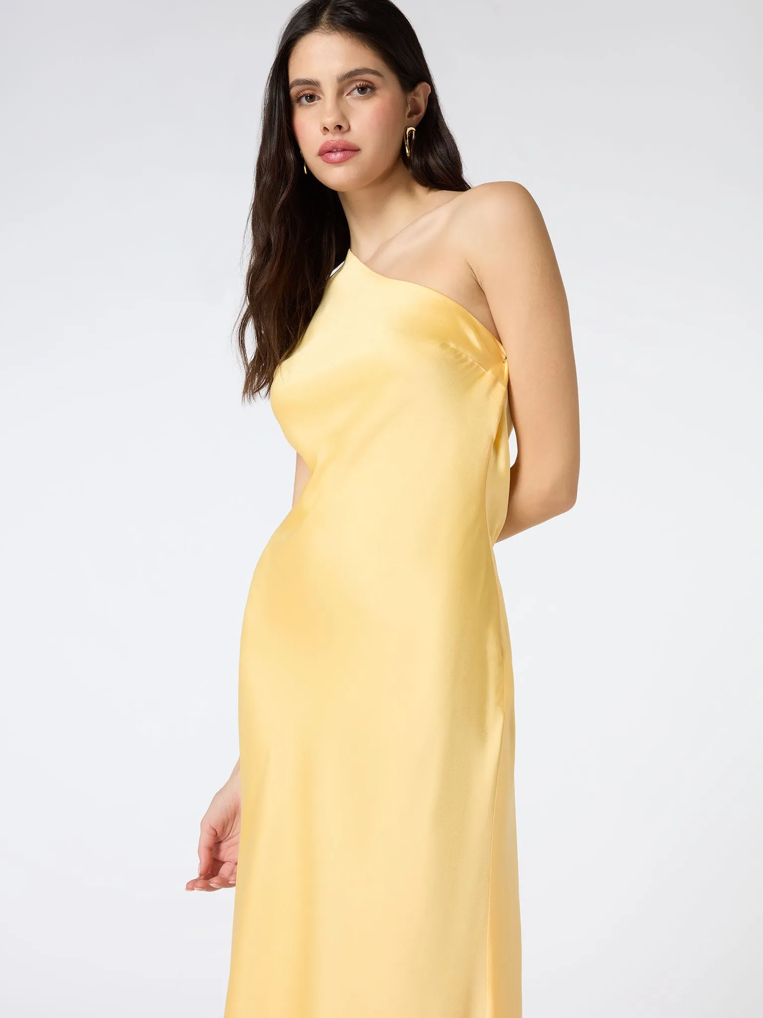 Uma One Shoulder Dress in Lemon Yellow