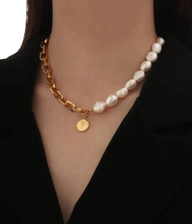 VICTORIA Coin Freshwater Pearl Cable Necklace