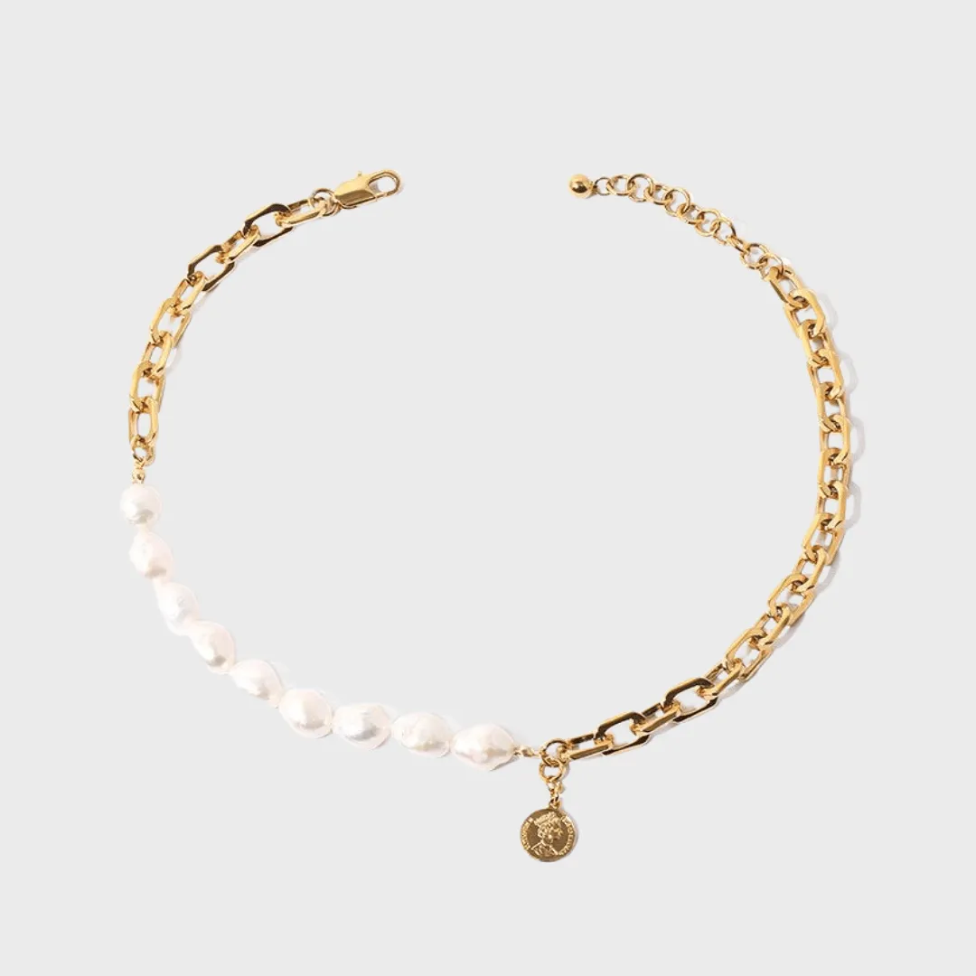 VICTORIA Coin Freshwater Pearl Cable Necklace