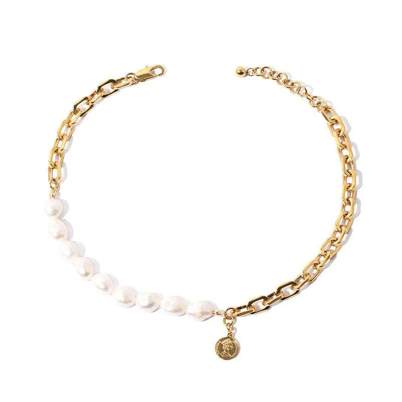 VICTORIA Coin Freshwater Pearl Cable Necklace