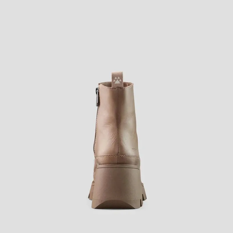 Villa Leather Wedge Waterproof Boot in Almond