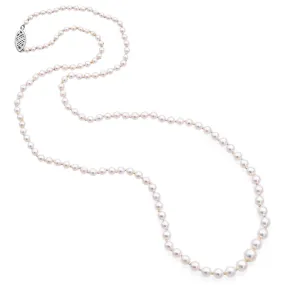 Vintage 10K White Gold Pearl Beaded Strand Necklace