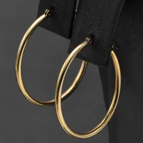 Vintage 10K Yellow Gold 1.6 mm Hoop Earrings