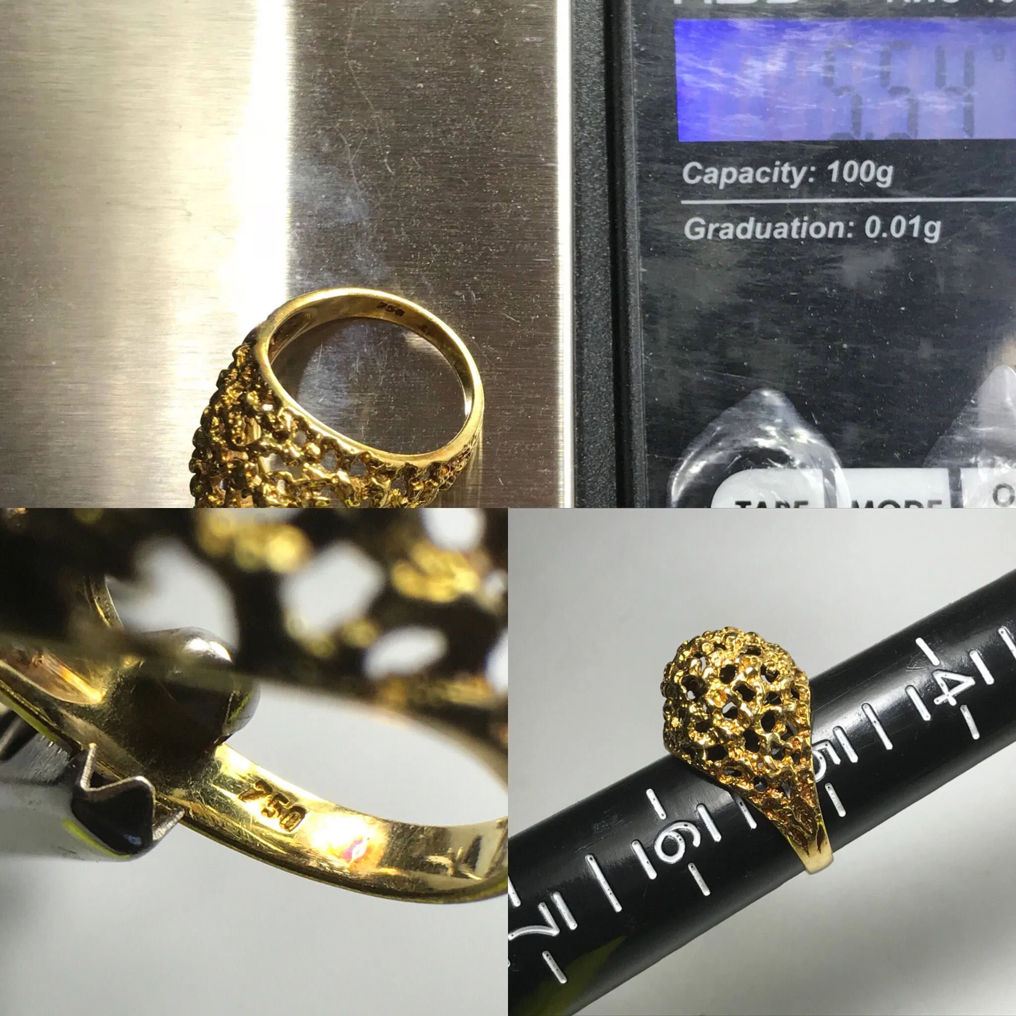 Vintage 18k Gold Dome Statement Ring. Size 5 1/4 US. 5.5 Grams. Circa 1970. One of a Kind Ring