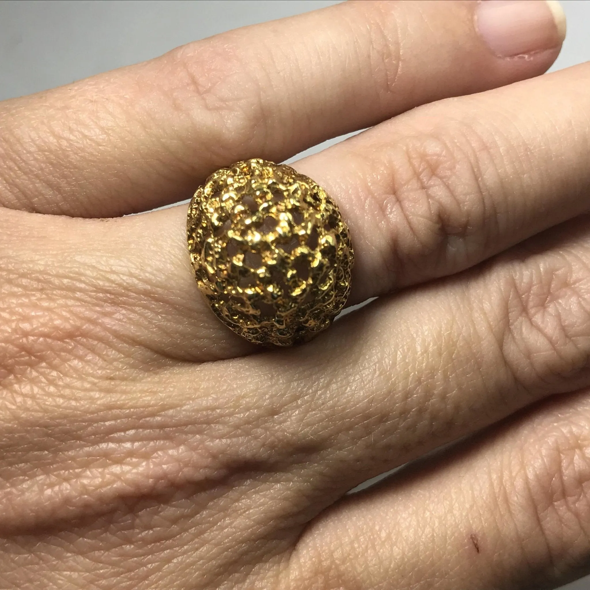 Vintage 18k Gold Dome Statement Ring. Size 5 1/4 US. 5.5 Grams. Circa 1970. One of a Kind Ring