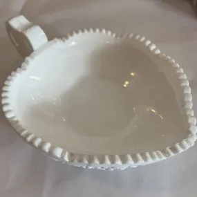 Vintage Mckee Milk Glass Heart Shape Nappy Bowl