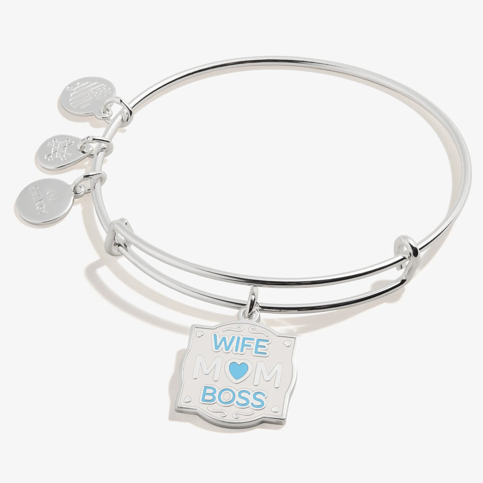 'Wife, Mom, Boss' Charm Bangle Bracelet