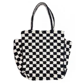 Woven Checkered Tote Bag