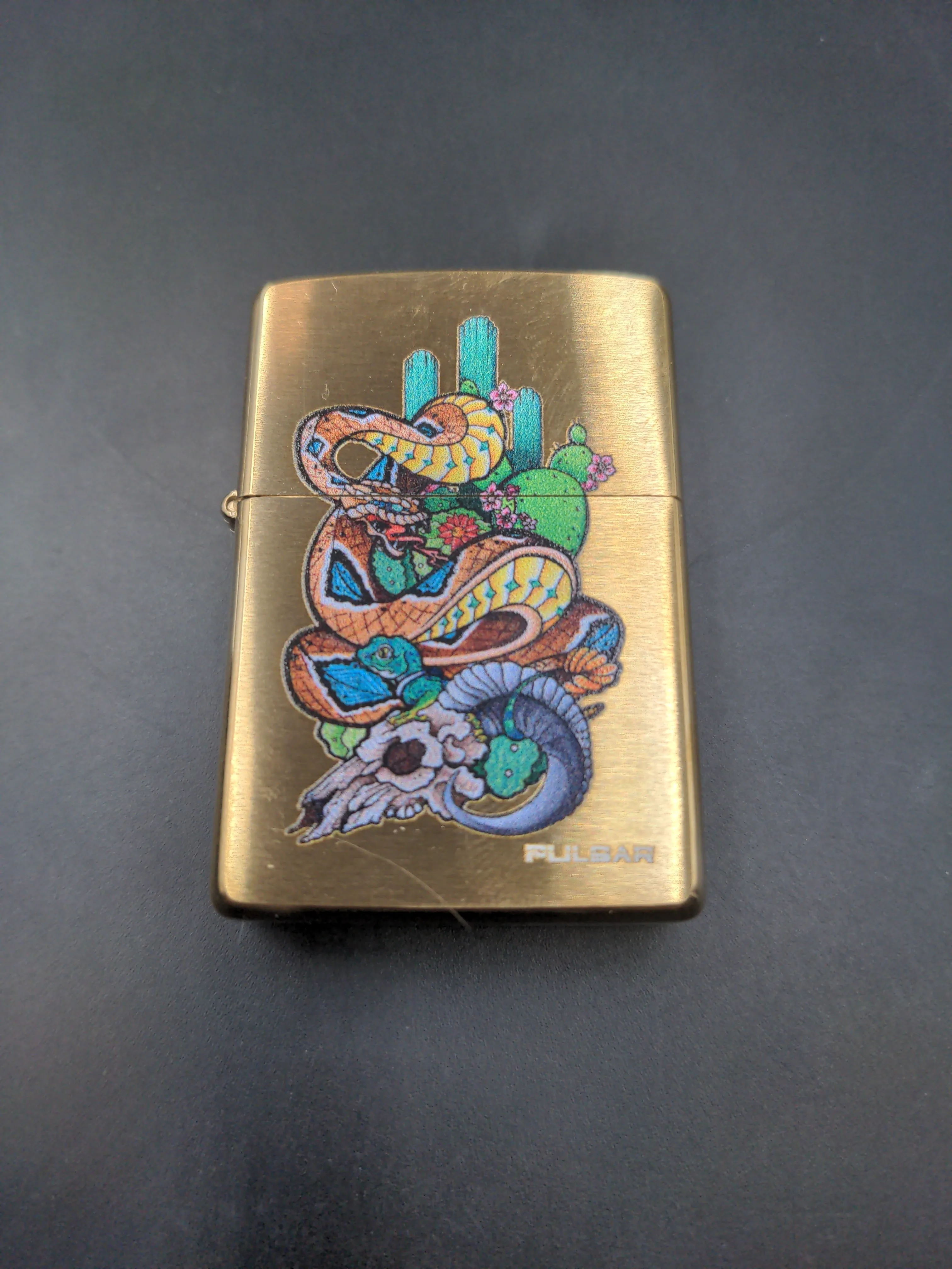 Zippo Lighter | Pulsar Psychedelic Rattlesnake | Brushed Brass